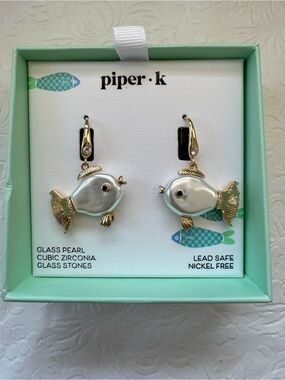 Piper K fish-shaped drop earrings